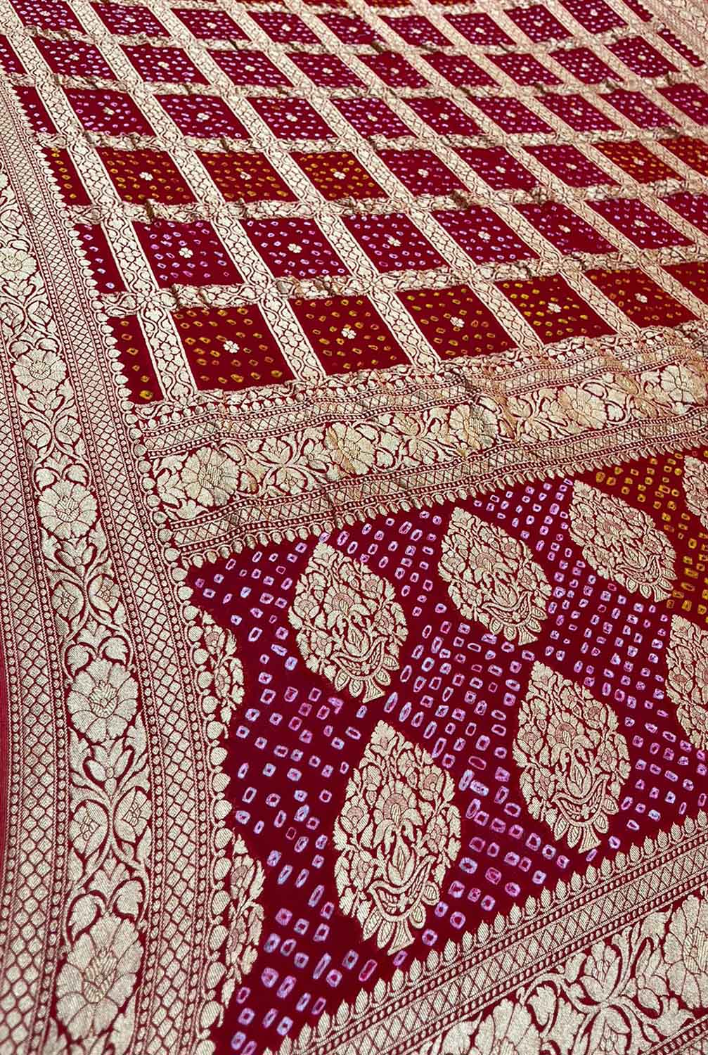 Stunning Red and Pink Bandhani Georgette Dupatta for a Chic Look - Luxurion World