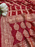 Stunning Red and Pink Bandhani Georgette Dupatta for a Chic Look - Luxurion World