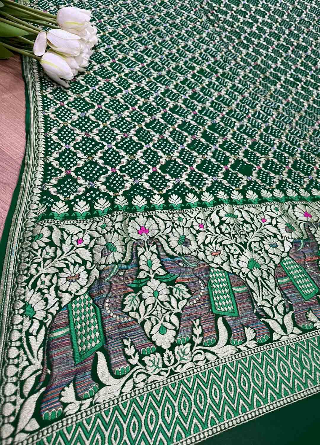 Stylish Green Bandhani Georgette Dupatta for a Pure Ethnic Look - Luxurion World