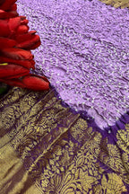 Stunning Purple Bandhani Kanjeevaram Silk Dupatta with Intricate Border - Luxurion World