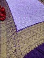 Stunning Purple Bandhani Kanjeevaram Silk Dupatta with Intricate Border - Luxurion World