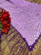 Stunning Purple Bandhani Kanjeevaram Silk Dupatta with Intricate Border - Luxurion World