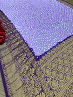 Stunning Purple Bandhani Kanjeevaram Silk Dupatta with Intricate Border - Luxurion World