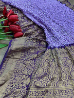 Stunning Purple Bandhani Kanjeevaram Silk Dupatta with Intricate Border - Luxurion World