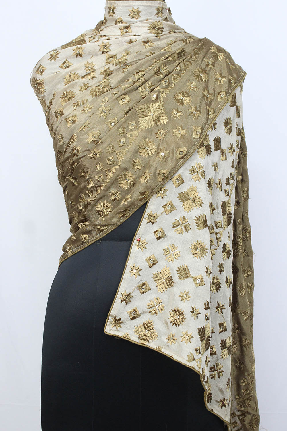 Pastel Embroidered Phulkari Chinon Dupatta - Luxurion World