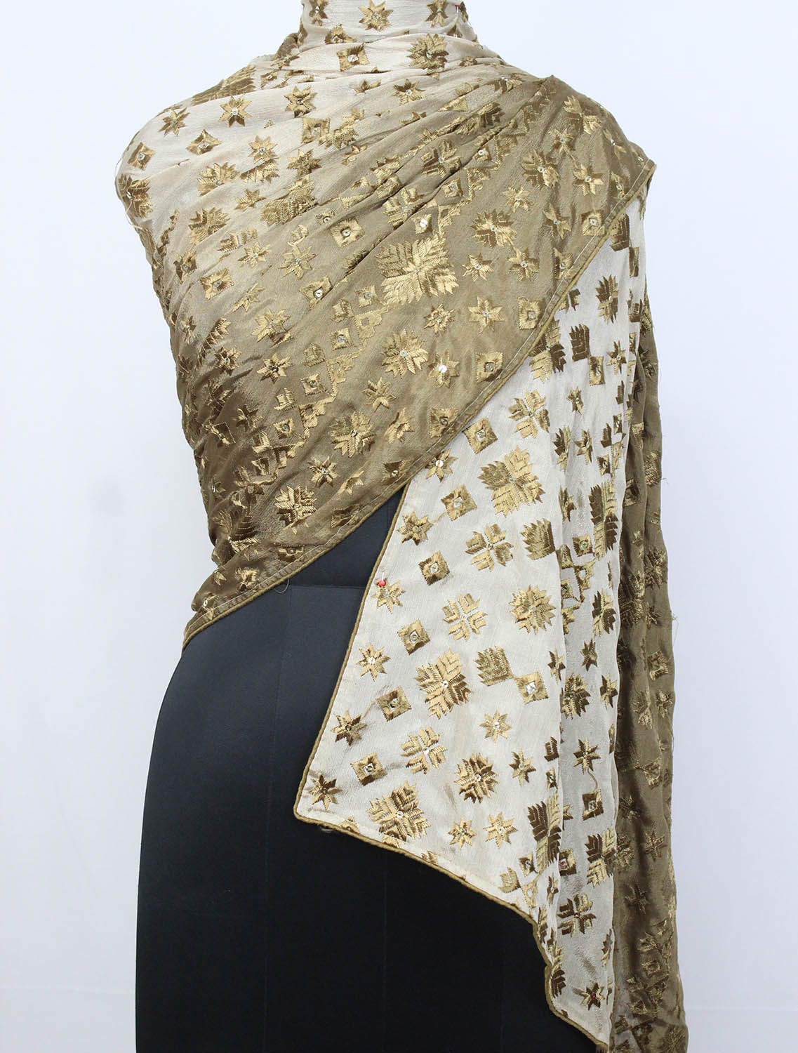 Pastel Embroidered Phulkari Chinon Dupatta - Luxurion World