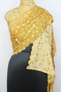 Yellow Embroidered Phulkari Chinon Dupatta - Luxurion World