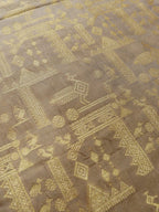 Grey Handloom Banarasi Pure Katan Silk Fabric (1 Mtr) - Luxurion World