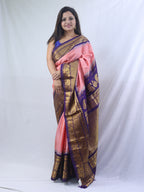 Pure Silk Pink Gadwal Handloom Saree: Traditional Elegance - Luxurion World