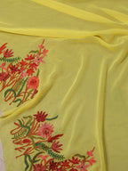 Yellow Embroidered Kashmiri Aari Work Georgette Saree - Luxurion World