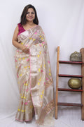 Pastel Handloom Kota Doria Real Zari Saree - Luxurion World