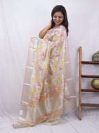 Pastel Handloom Kota Doria Real Zari Saree - Luxurion World