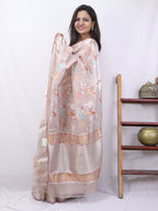 Pastel Handloom Kota Doria Real Zari Saree - Luxurion World