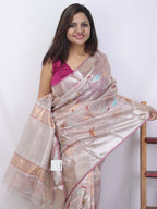 Pastel Handloom Kota Doria Real Zari Saree - Luxurion World