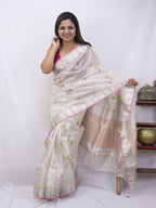 Pastel Handloom Kota Doria Real Zari Saree - Luxurion World
