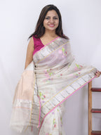 Pastel Handloom Kota Doria Real Zari Saree - Luxurion World