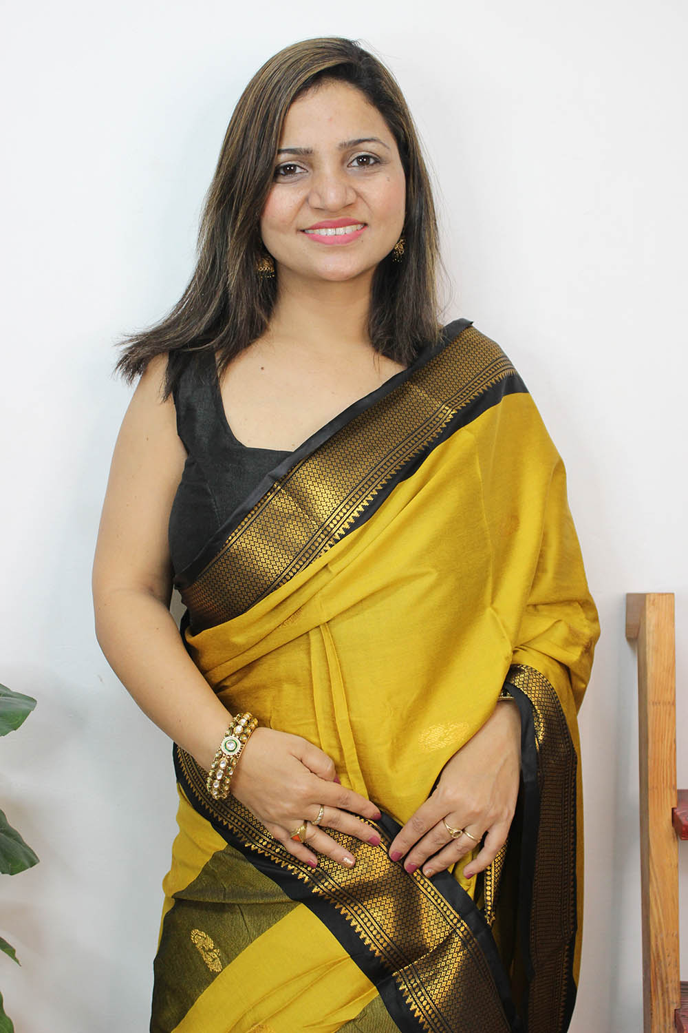 Yellow Paithani Cotton Silk Saree - Luxurion World