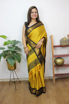 Yellow Paithani Cotton Silk Saree - Luxurion World