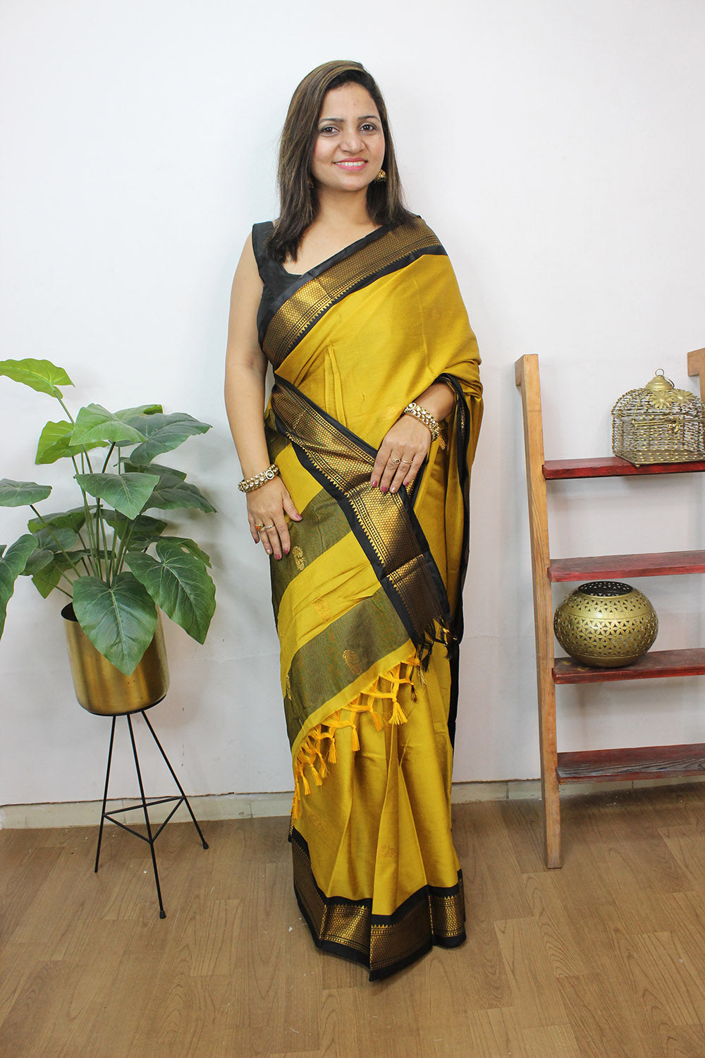 Yellow Paithani Cotton Silk Saree - Luxurion World