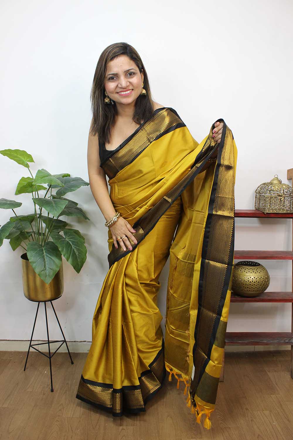 Yellow Paithani Cotton Silk Saree - Luxurion World