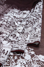 Brown Embroidered Parsi Gara Organza Bird And Floral Design Saree - Luxurion World