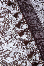 Brown Embroidered Parsi Gara Organza Bird And Floral Design Saree - Luxurion World