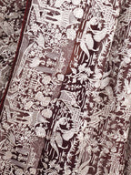 Brown Embroidered Parsi Gara Organza Bird And Floral Design Saree - Luxurion World