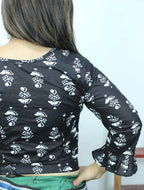 Shop the Latest Black Ajrakh Block Printed Crop Top Blouse - Luxurion World