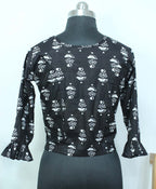 Shop the Latest Black Ajrakh Block Printed Crop Top Blouse - Luxurion World