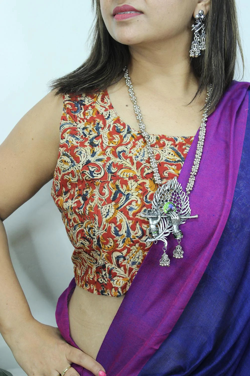 Red Ajrakh Block Printed Cotton Sleeveless Stitched Blouse - Luxurion World