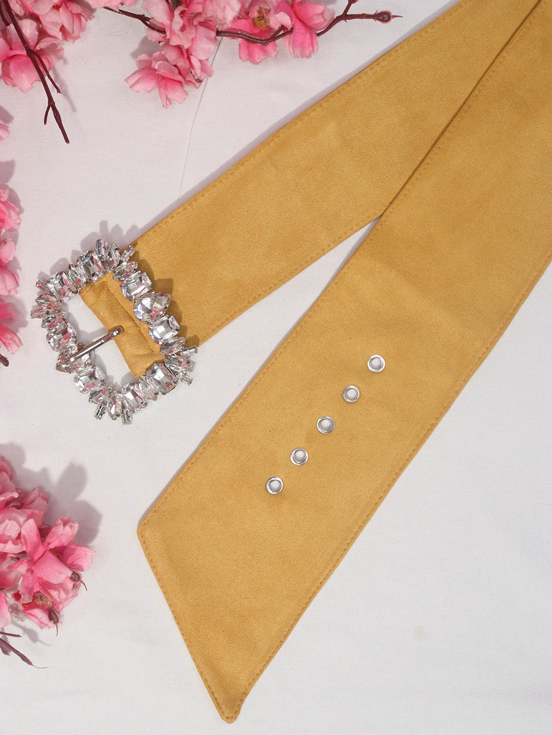 Rhinestone Buckle Belt - Suede Finish | Professional Accessory - Luxurion World