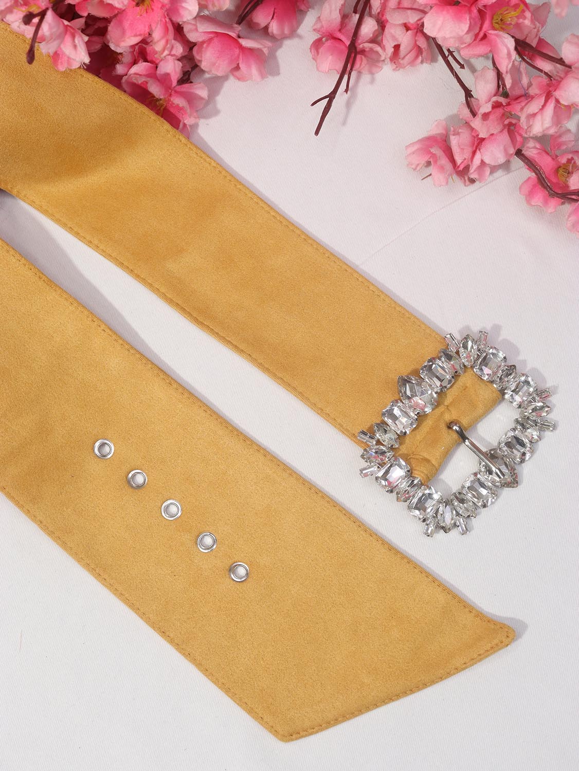 Rhinestone Buckle Belt - Suede Finish | Professional Accessory - Luxurion World