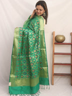 Green Banarasi Silk Patola Design Dupatta - Luxurion World