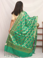 Green Banarasi Silk Meenakari Dupatta - Luxurion World