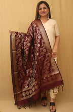 Maroon Banarasi Silk Dupatta - Luxurion World