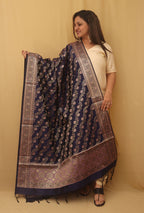 Blue Banarasi Silk Meenakari Dupatta - Luxurion World