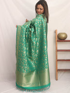 Green Banarasi Silk Dupatta - Luxurion World
