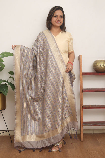 Grey Banarasi Silk Dupatta
