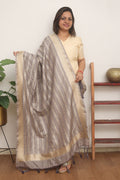 Grey Banarasi Silk Dupatta - Luxurion World
