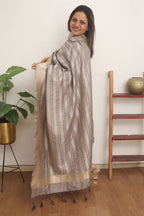 Grey Banarasi Silk Dupatta - Luxurion World