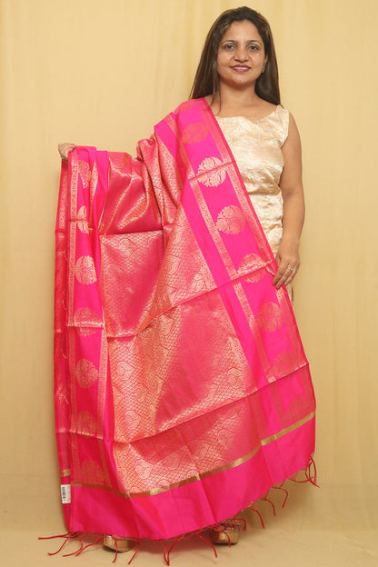 Pink Banarasi Silk Dupatta - Luxurion World