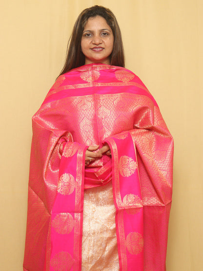 Pink Banarasi Silk Dupatta - Luxurion World