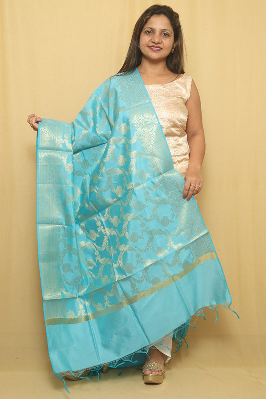 Stunning Blue Banarasi Silk Dupatta - Perfect for Any Occasion - Luxurion World
