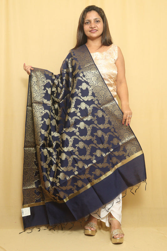 Stunning Blue Banarasi Silk Dupatta - Versatile and Elegant - Luxurion World