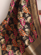 Black Banarasi Silk Meenakari Dupatta - Luxurion World