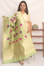 Green Banarasi Silk Meenakari Dupatta - Luxurion World
