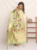 Green Banarasi Silk Meenakari Dupatta - Luxurion World
