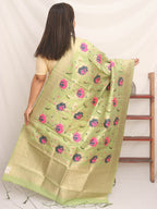 Green Banarasi Silk Meenakari Dupatta - Luxurion World