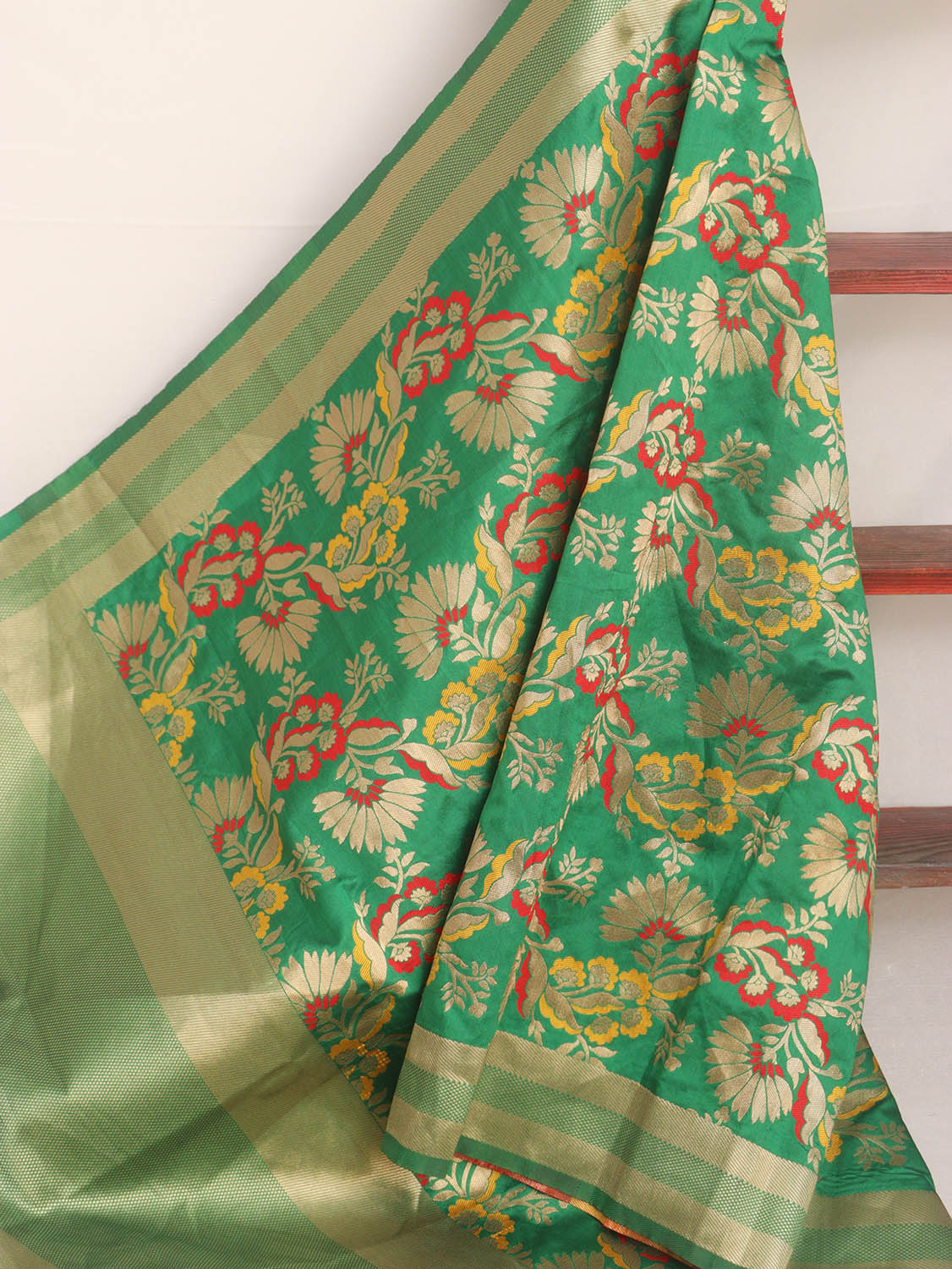 Green Banarasi Silk Meenakari Dupatta - Luxurion World