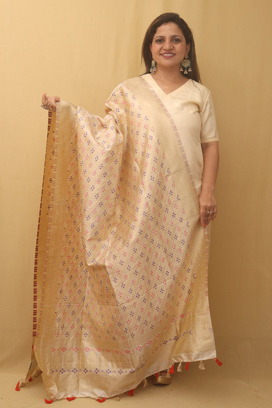 Pastel Banarasi Silk Bandhani Design Dupatta